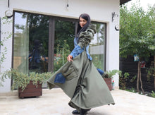 Load image into Gallery viewer, Olive Puff Sleeve Maxi Coat
