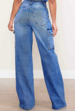 Load image into Gallery viewer, Pearl Accent High Rise Cargo Jeans
