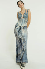 Load image into Gallery viewer, Distressed Denim Mermaid Maxi Skirt
