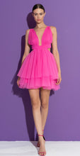 Load image into Gallery viewer, Backless Mini Tutu Dress (Fuschia/White)
