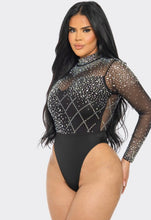 Load image into Gallery viewer, Black/Silver Rhinestone Bodysuit
