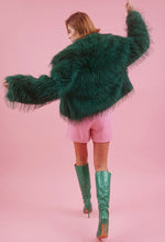Load image into Gallery viewer, Hand Cut Mongolian Fur Knitted Jacket (Green, Black)
