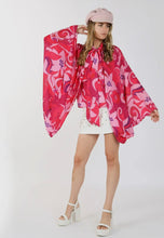 Load image into Gallery viewer, Pink &amp; Red Poncho Top

