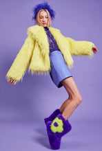 Load image into Gallery viewer, Yellow Mongolian Fur Knitted Jacket
