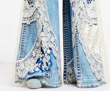 Load image into Gallery viewer, Bell Bottom Denim Illusion Pants
