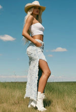 Load image into Gallery viewer, Light Blue Destroyed Maxi Skirt
