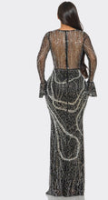 Load image into Gallery viewer, Black Rhinestone Form Fitting Maxi Dress
