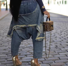 Load image into Gallery viewer, Distressed Denim Harem Pants
