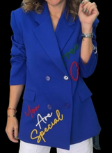 Load image into Gallery viewer, Oversized Graffiti Blazer (Black/Royal Blue)
