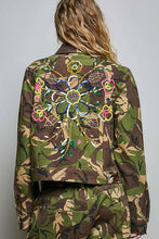 Load image into Gallery viewer, Embroidered Floral Woven Twill Button Front Closure Jacket
