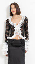 Load image into Gallery viewer, Black &amp; White Ruffle Lace Top
