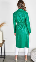 Load image into Gallery viewer, Kelly Green Faux Leather Trench Coat
