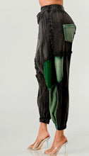 Load image into Gallery viewer, Black Denim &amp; Green Punk Joggers
