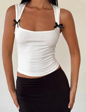 Load image into Gallery viewer, White Black Bow Tank Top
