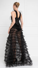 Load image into Gallery viewer, Black Tiered Ruffle Mesh Dress
