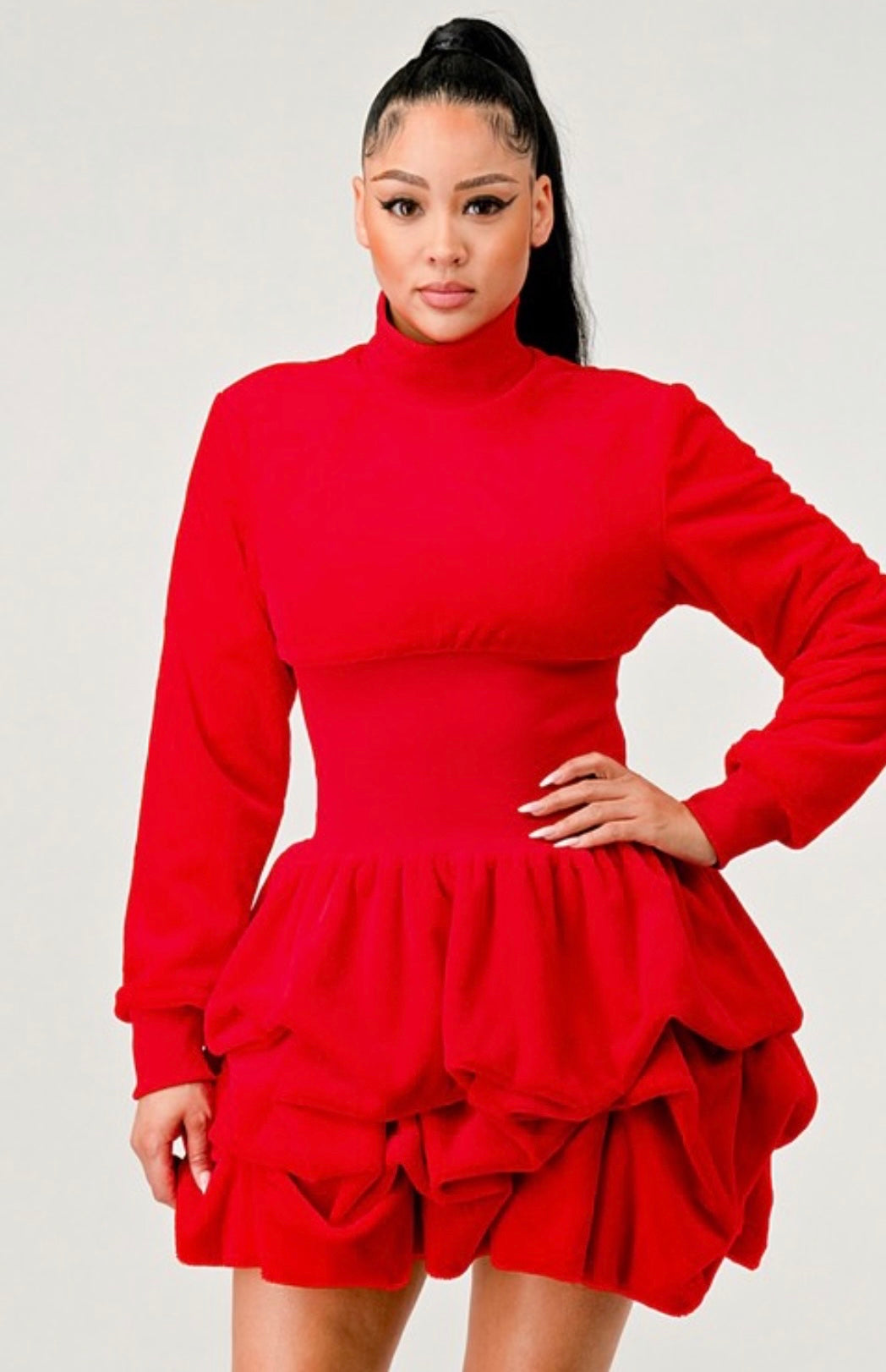 Red Velvet Bubble Dress