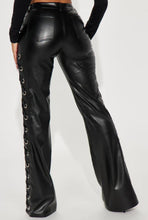 Load image into Gallery viewer, Vegan Leather Grommet Lace-up Pants
