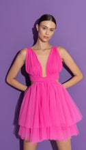 Load image into Gallery viewer, Backless Mini Tutu Dress (Fuschia/White)
