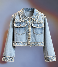 Load image into Gallery viewer, Hand Beaded Denim Jacket
