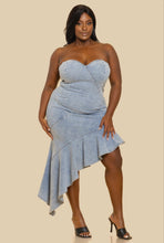 Load image into Gallery viewer, Maya Denim Asymmetric Dress (PLUS)
