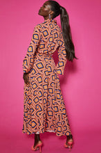 Load image into Gallery viewer, Silk Blend Geometric Print Maxi Shirt Dress
