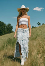 Load image into Gallery viewer, Light Blue Destroyed Maxi Skirt

