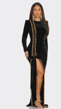 Load image into Gallery viewer, Gold Chain Embellished Velvet Maxi
