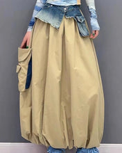 Load image into Gallery viewer, Bubble Denim Patch Skirt (Tan/Black)!
