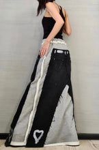 Load image into Gallery viewer, Silver Long Denim Patched Deconstructed Skirt

