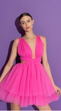 Load image into Gallery viewer, Backless Mini Tutu Dress (Fuschia/White)
