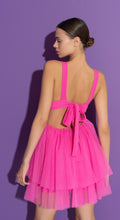 Load image into Gallery viewer, Backless Mini Tutu Dress (Fuschia/White)
