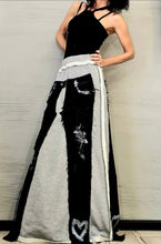 Load image into Gallery viewer, Silver Long Denim Patched Deconstructed Skirt
