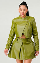 Load image into Gallery viewer, Olive Faux Leather Skirt Set
