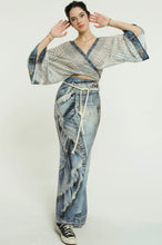 Load image into Gallery viewer, Distressed Denim Mermaid Maxi Skirt
