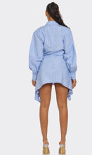 Load image into Gallery viewer, Light Blue Skyline Asymmetric Shirt Dress

