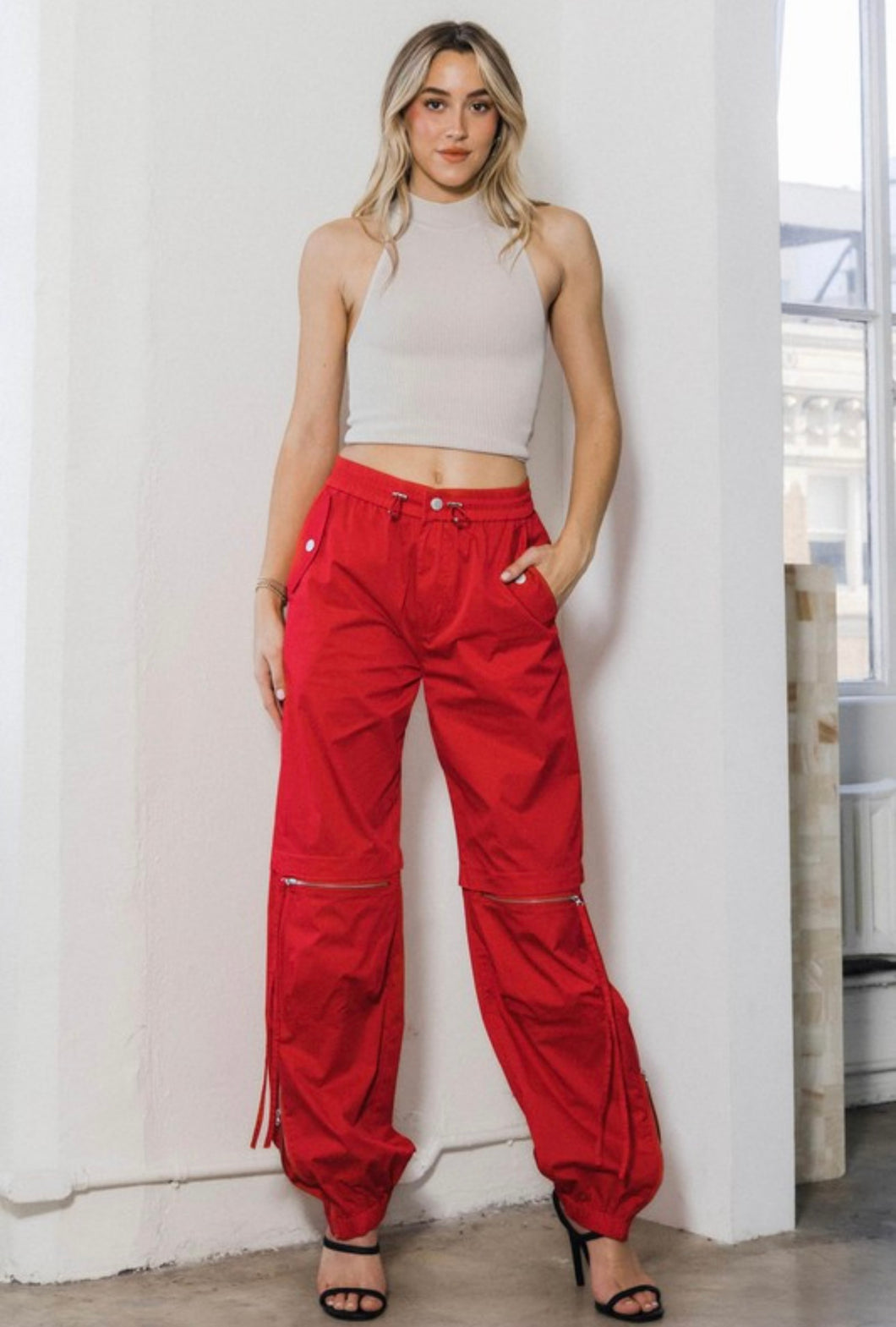 Red Baggy Cargo Pants