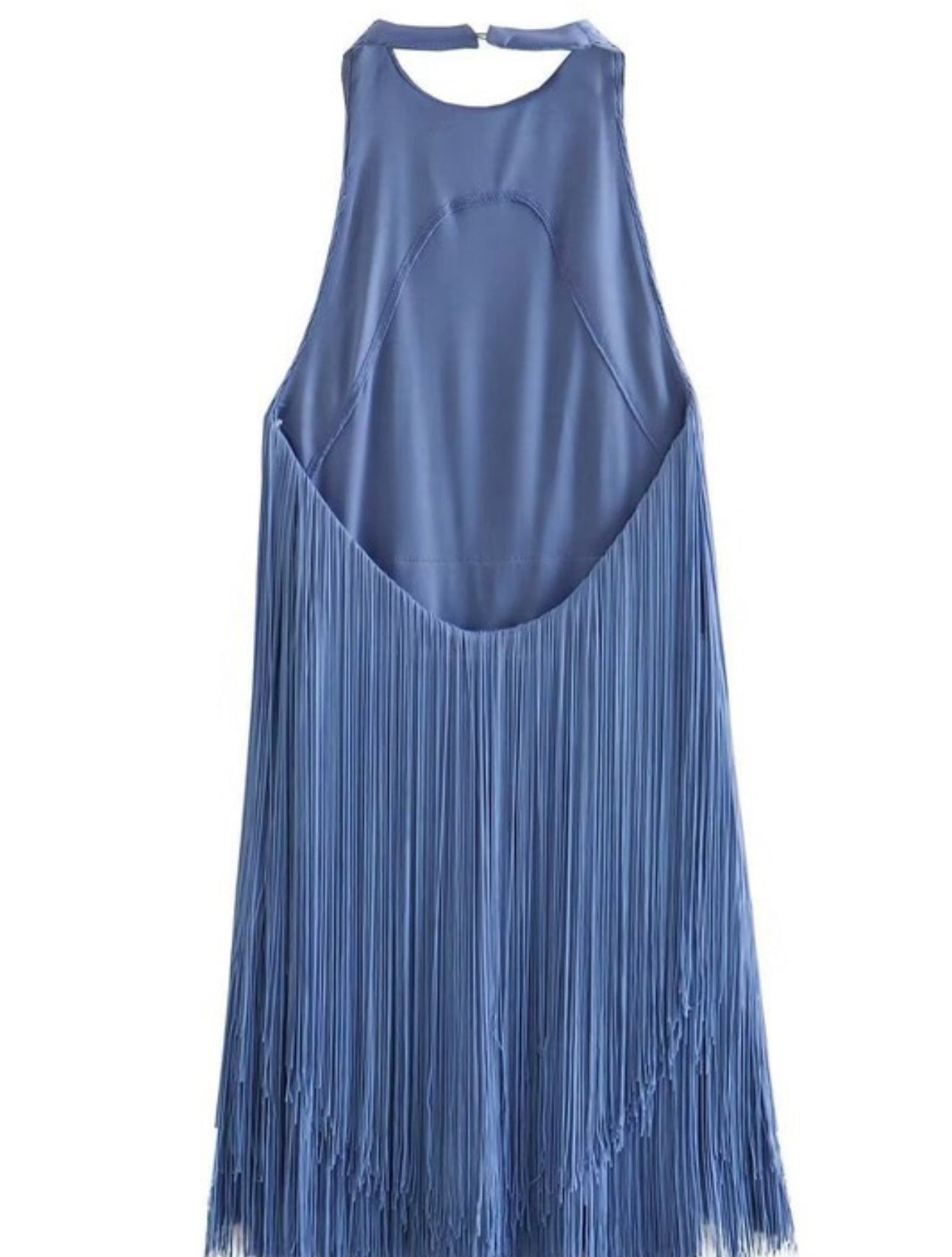 Blue Halter Fringe Mini Dress – BLOSSOMS BOUTIQUE