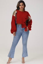 Load image into Gallery viewer, Tandy’s Zipper Knit Sweater (Red/Khaki)
