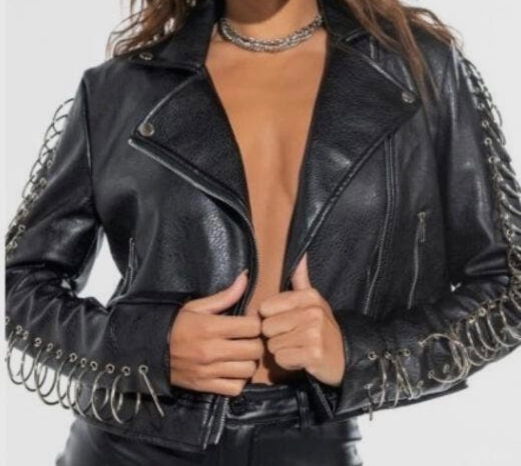 RINGO Black Faux Leather Jacket (PLUS)