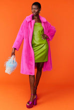 Load image into Gallery viewer, Pink Faux Fux Midi Coat
