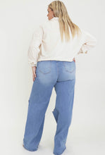 Load image into Gallery viewer, Medium Stone High Rise Cut Detail Jeans (PLUS)
