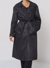 Load image into Gallery viewer, Black Graphic Trench Coat
