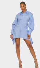 Load image into Gallery viewer, Light Blue Skyline Asymmetric Shirt Dress
