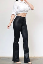 Load image into Gallery viewer, Coated Black Boot Cut Pants
