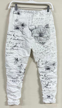 Load image into Gallery viewer, White Graphic Butterflies &amp; Flowers Crinkle Joggers
