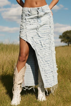 Load image into Gallery viewer, Light Blue Destroyed Maxi Skirt
