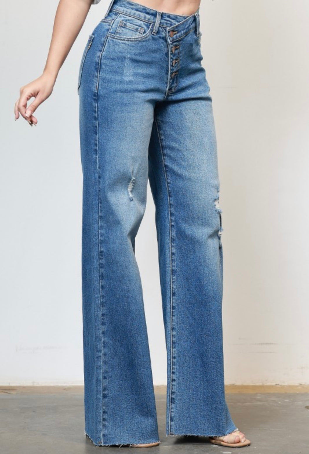 Criss Cross High Waist Wide Leg Jeans