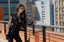 Load image into Gallery viewer, Black Denim Floral Jacket
