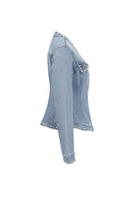 Load image into Gallery viewer, Aurelie Denim Studded Peplum Jacket
