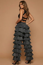 Load image into Gallery viewer, Charcoal Cascade Ruffle Pants
